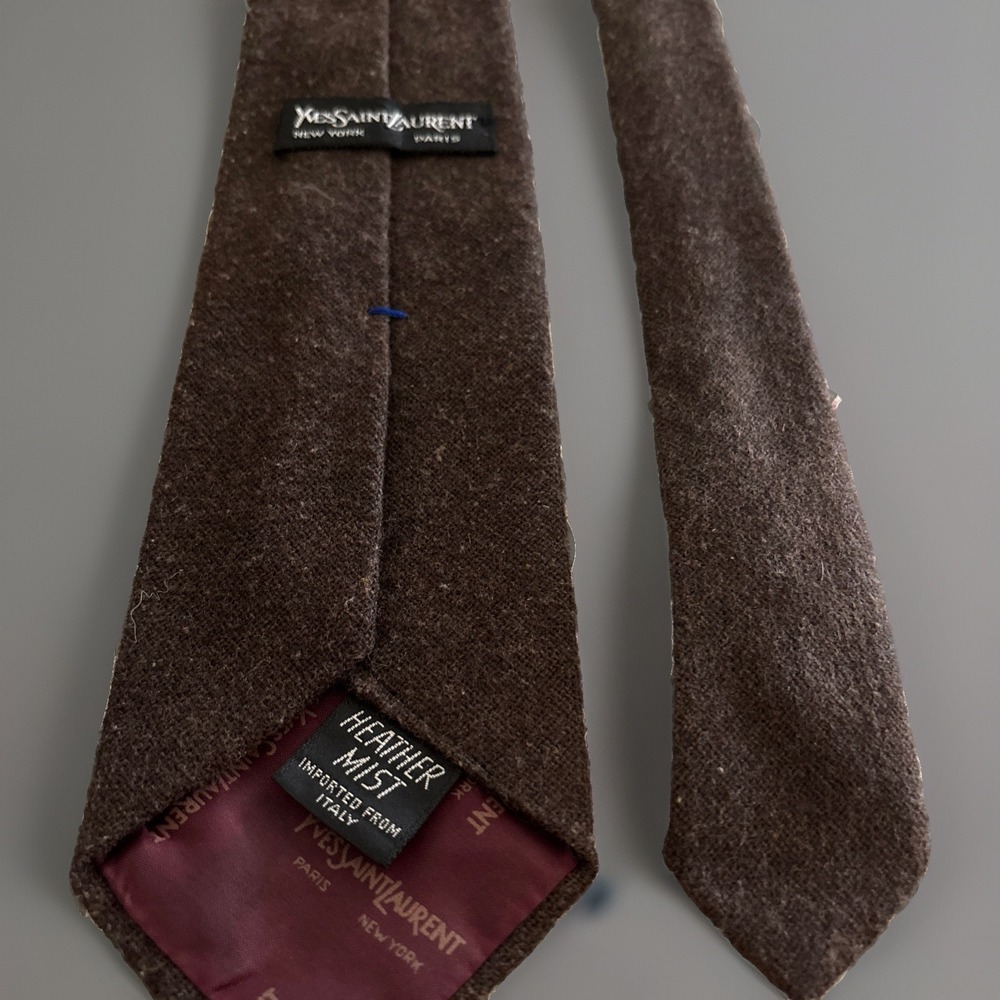 Vintage Yves Saint Laurent "Heather Mist" Brown wool-blend necktie ITALY